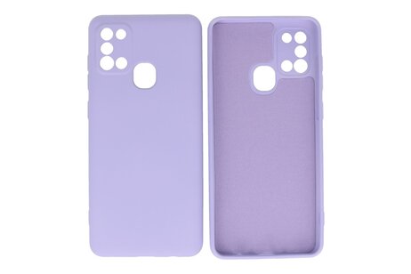 BAOHU Hoesje Geschikt voor de Samsung Galaxy A21s - Fashion Color Backcover Telefoonhoesje - Paars