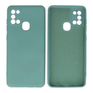 BAOHU Hoesje Geschikt voor de Samsung Galaxy A21s - Fashion Color Backcover Telefoonhoesje - Donker Groen