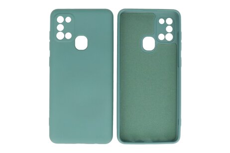 BAOHU Hoesje Geschikt voor de Samsung Galaxy A21s - Fashion Color Backcover Telefoonhoesje - Donker Groen