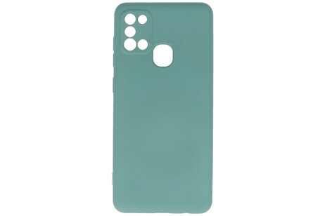 BAOHU Hoesje Geschikt voor de Samsung Galaxy A21s - Fashion Color Backcover Telefoonhoesje - Donker Groen