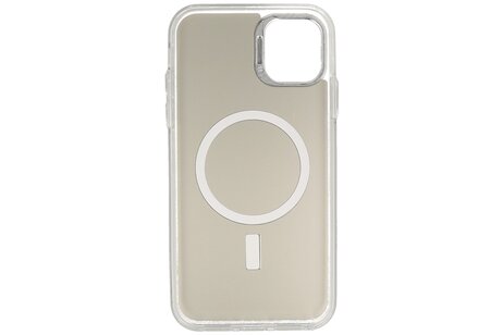 BAOHU Magsafe Hoesje Geschikt voor de iPhone 11 - Magnetic Fashion Backcover Telefoonhoesje - Wit / Zilver