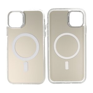 BAOHU Magsafe Hoesje Geschikt voor de iPhone 11 Pro - Magnetic Fashion Backcover Telefoonhoesje - Wit / Zilver