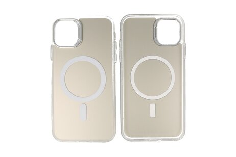 Magsafe Hoesje Geschikt voor de iPhone 11 Pro - Magnetic Fashion Backcover Telefoonhoesje - Wit / Zilver