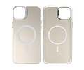 BAOHU Magsafe Hoesje Geschikt voor de iPhone 13 - Magnetic Fashion Backcover Telefoonhoesje - Wit / Zilver