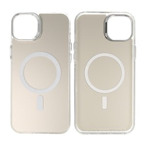 BAOHU Magsafe Hoesje Geschikt voor de iPhone 13 - Magnetic Fashion Backcover Telefoonhoesje - Wit / Zilver