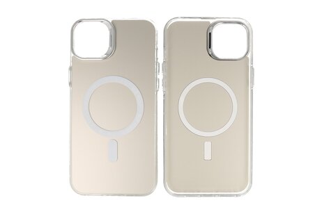 BAOHU Magsafe Hoesje Geschikt voor de iPhone 13 - Magnetic Fashion Backcover Telefoonhoesje - Wit / Zilver