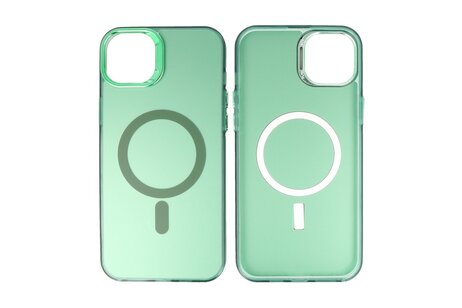 Magsafe Hoesje Geschikt voor de iPhone 16 - Magnetic Fashion Backcover Telefoonhoesje - Donker Groen