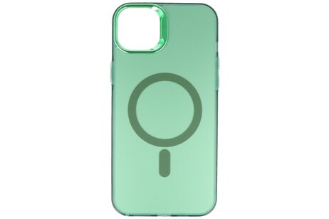 Magsafe Hoesje Geschikt voor de iPhone 16 - Magnetic Fashion Backcover Telefoonhoesje - Donker Groen