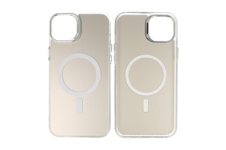 BAOHU Magsafe Hoesje Geschikt voor de iPhone 16 Plus - Magnetic Fashion Backcover Telefoonhoesje - Wit / Zilver