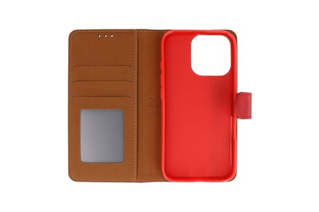BAOHU Zakelijke Book Case Telefoonhoesje - Portemonnee Hoesje - Geschikt voor de iPhone 16 Pro Max - Rood