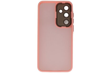 BAOHU Hoesje Geschikt voor de Samsung Galaxy A15 - Mat-Transparent met Camera Beschermer Case - Roze
