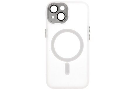 BAOHU Hoesje Geschikt voor de iPhone 14 / iPhone 13 - Mat-Transparent met Camera Beschermer Magnetic Case - Wit