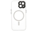 BAOHU Hoesje Geschikt voor de iPhone 14 / iPhone 13 - Mat-Transparent met Camera Beschermer Magnetic Case - Wit