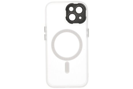 BAOHU Hoesje Geschikt voor de iPhone 14 / iPhone 13 - Mat-Transparent met Camera Beschermer Magnetic Case - Wit