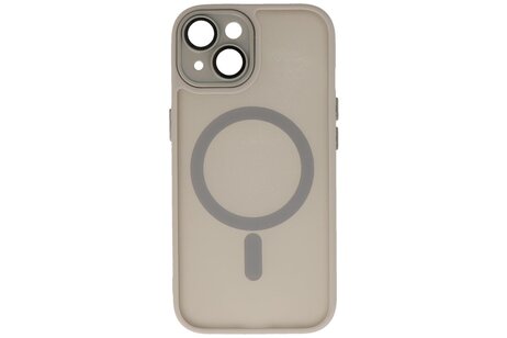 BAOHU Hoesje Geschikt voor de iPhone 14 / iPhone 13 - Mat-Transparent met Camera Beschermer Magnetic Case - Grijs