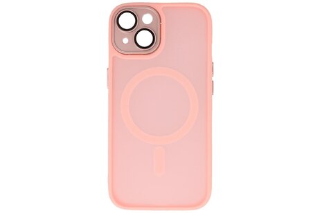 BAOHU Hoesje Geschikt voor de iPhone 14 / iPhone 13 - Mat-Transparent met Camera Beschermer Magnetic Case - Roze