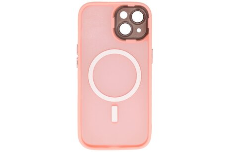 BAOHU Hoesje Geschikt voor de iPhone 14 / iPhone 13 - Mat-Transparent met Camera Beschermer Magnetic Case - Roze