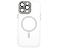 BAOHU Hoesje Geschikt voor de iPhone 14 Pro - Mat-Transparent met Camera Beschermer Magnetic Case - Wit