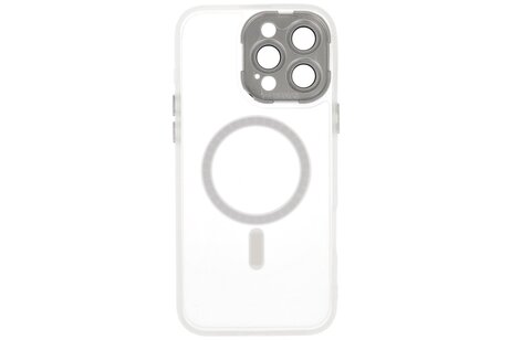 BAOHU Hoesje Geschikt voor de iPhone 14 Pro - Mat-Transparent met Camera Beschermer Magnetic Case - Wit