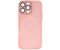 BAOHU Hoesje Geschikt voor de iPhone 14 Pro - Mat-Transparent met Camera Beschermer Magnetic Case - Roze