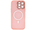 BAOHU Hoesje Geschikt voor de iPhone 14 Pro - Mat-Transparent met Camera Beschermer Magnetic Case - Roze