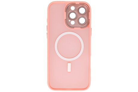 BAOHU Hoesje Geschikt voor de iPhone 14 Pro - Mat-Transparent met Camera Beschermer Magnetic Case - Roze