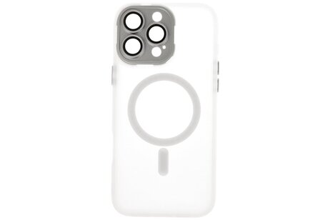 BAOHU Hoesje Geschikt voor de iPhone 14 Pro Max - Mat-Transparent met Camera Beschermer Magnetic Case - Wit
