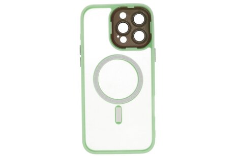 BAOHU Hoesje Geschikt voor de iPhone 14 Pro Max - Mat-Transparent met Camera Beschermer Magnetic Case - Groen