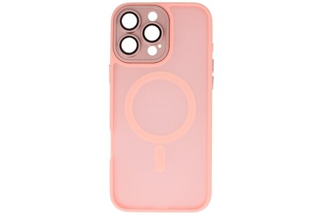 BAOHU Hoesje Geschikt voor de iPhone 14 Pro Max - Mat-Transparent met Camera Beschermer Magnetic Case - Roze