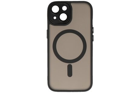 BAOHU Hoesje Geschikt voor de iPhone 15 - Mat-Transparent met Camera Beschermer Magnetic Case - Zwart