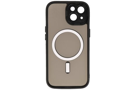 BAOHU Hoesje Geschikt voor de iPhone 15 - Mat-Transparent met Camera Beschermer Magnetic Case - Zwart
