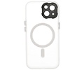 BAOHU Hoesje Geschikt voor de iPhone 15 - Mat-Transparent met Camera Beschermer Magnetic Case - Wit