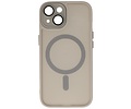BAOHU Hoesje Geschikt voor de iPhone 15 - Mat-Transparent met Camera Beschermer Magnetic Case - Grijs