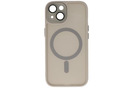 BAOHU Hoesje Geschikt voor de iPhone 15 - Mat-Transparent met Camera Beschermer Magnetic Case - Grijs