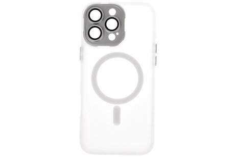 BAOHU Hoesje Geschikt voor de iPhone 15 Pro - Mat-Transparent met Camera Beschermer Magnetic Case - Wit
