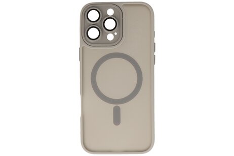 BAOHU Hoesje Geschikt voor de iPhone 15 Pro - Mat-Transparent met Camera Beschermer Magnetic Case - Grijs