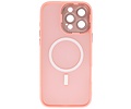 BAOHU Hoesje Geschikt voor de iPhone 15 Pro - Mat-Transparent met Camera Beschermer Magnetic Case - Roze