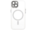 BAOHU Hoesje Geschikt voor de iPhone 15 Plus - Mat-Transparent met Camera Beschermer Magnetic Case - Wit
