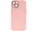 BAOHU Hoesje Geschikt voor de iPhone 15 Plus - Mat-Transparent met Camera Beschermer Magnetic Case - Roze