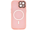 BAOHU Hoesje Geschikt voor de iPhone 15 Plus - Mat-Transparent met Camera Beschermer Magnetic Case - Roze