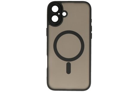 BAOHU Hoesje Geschikt voor de iPhone 16 - Mat-Transparent met Camera Beschermer Magnetic Case - Zwart