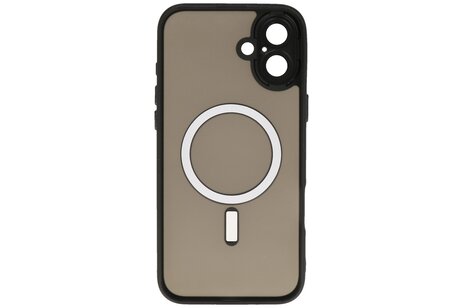 BAOHU Hoesje Geschikt voor de iPhone 16 - Mat-Transparent met Camera Beschermer Magnetic Case - Zwart