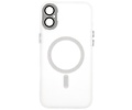 BAOHU Hoesje Geschikt voor de iPhone 16 - Mat-Transparent met Camera Beschermer Magnetic Case - Wit