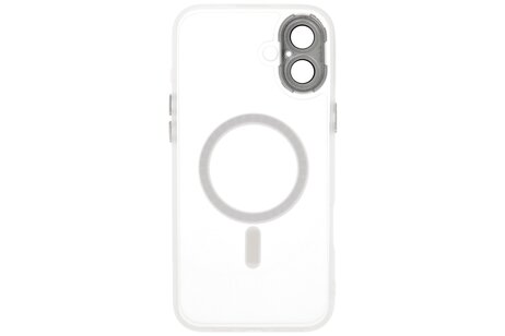 BAOHU Hoesje Geschikt voor de iPhone 16 - Mat-Transparent met Camera Beschermer Magnetic Case - Wit