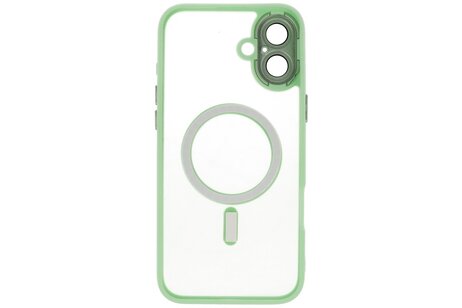 BAOHU Hoesje Geschikt voor de iPhone 16 - Mat-Transparent met Camera Beschermer Magnetic Case - Groen