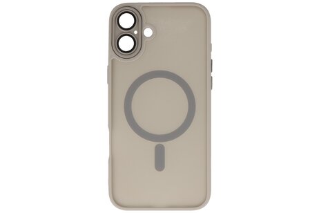 BAOHU Hoesje Geschikt voor de iPhone 16 - Mat-Transparent met Camera Beschermer Magnetic Case - Grijs