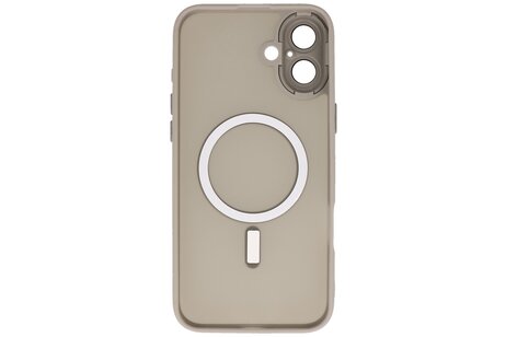 BAOHU Hoesje Geschikt voor de iPhone 16 - Mat-Transparent met Camera Beschermer Magnetic Case - Grijs