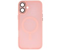 BAOHU Hoesje Geschikt voor de iPhone 16 - Mat-Transparent met Camera Beschermer Magnetic Case - Roze