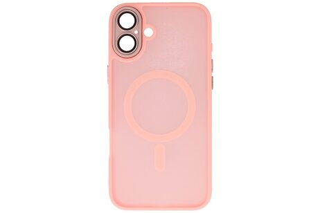 BAOHU Hoesje Geschikt voor de iPhone 16 - Mat-Transparent met Camera Beschermer Magnetic Case - Roze