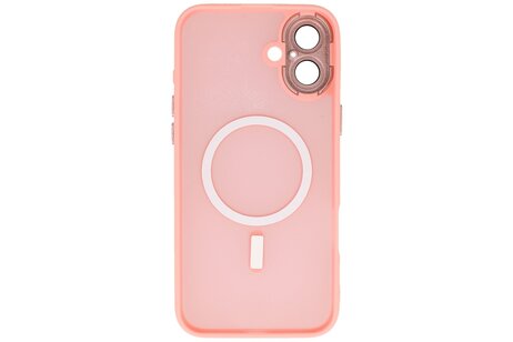 BAOHU Hoesje Geschikt voor de iPhone 16 - Mat-Transparent met Camera Beschermer Magnetic Case - Roze